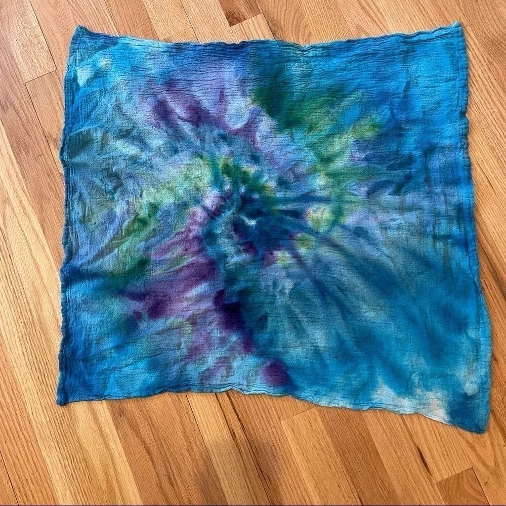 Tie dye kitchen towel flour sack towel purple blue spiral - 4 available
